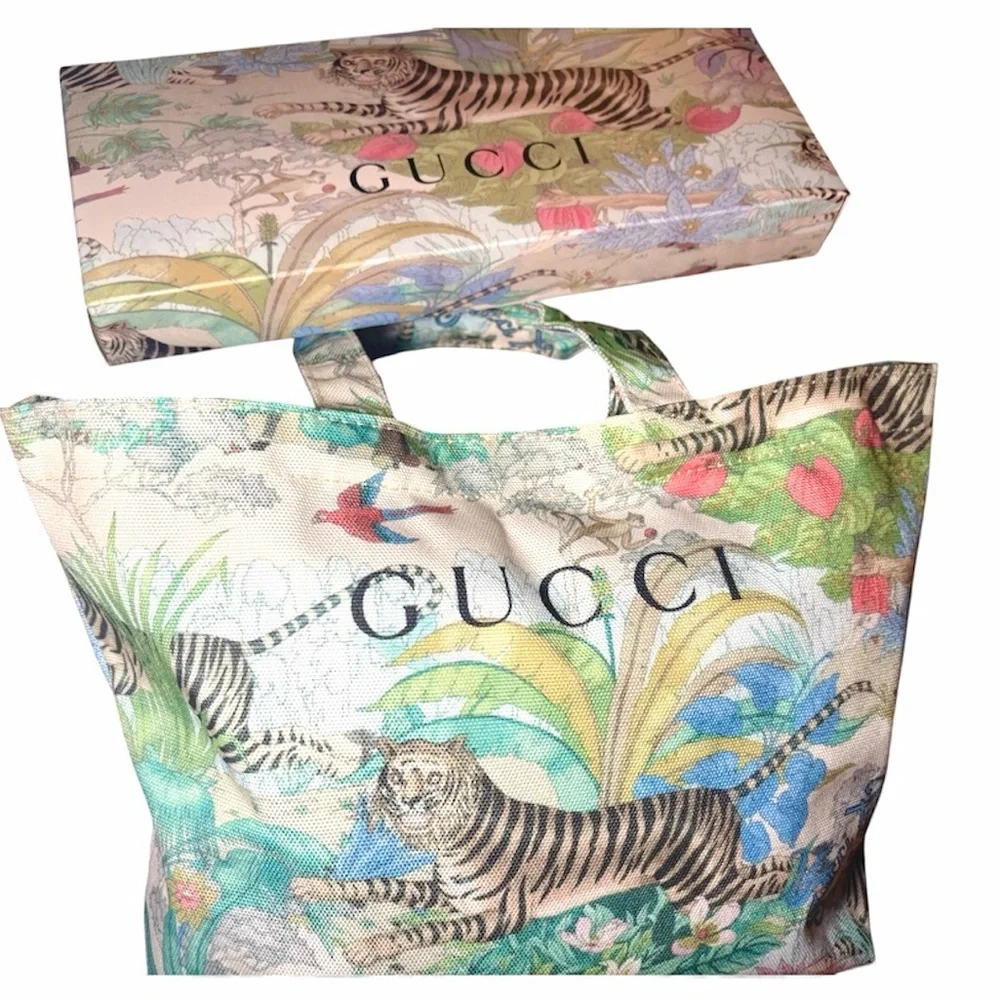 Gucci Garden Canvas Eco Tote Bag Tiger & Floral Print
